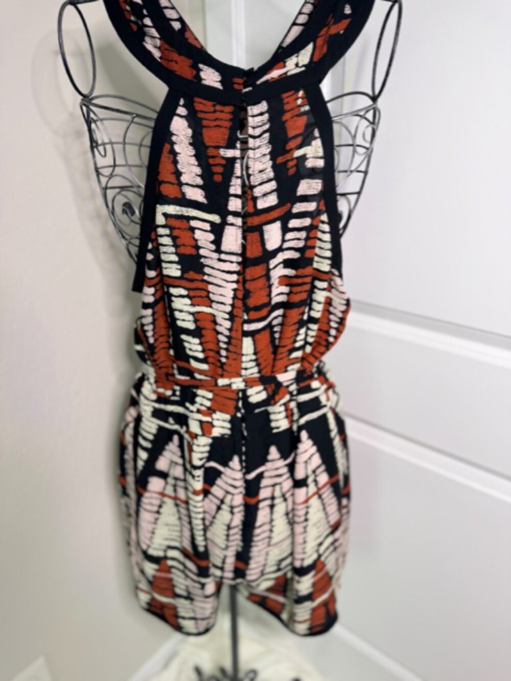 BCBGMAXAZRIA Printed Halter Romper, Size L - Picture 5 of 12